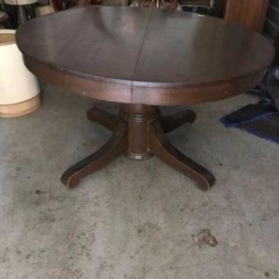 CIRCA 1890'S ANTIQUE AMERICAN MADE RARE B&S MASS. ROUND DINING TABLE W/LEAF