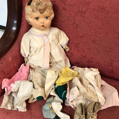 Antique Composition Doll w/ Clothing