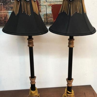 Black/Gold Beaded Shade Table Lamps 32