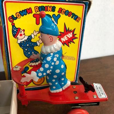 Lot Tin Litho Wind Up Toys Vintage Ladybug Parade Clown Scooter
