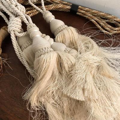 Curtain Tie Backs Tassels White and Gold 