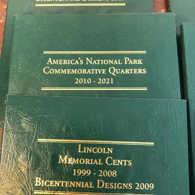 Lot/6 Coin Albums with Uncirculated Pennies US Quarters 