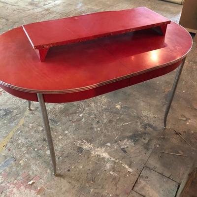 1950's Red Formica Table Chrome Legs Vintage 