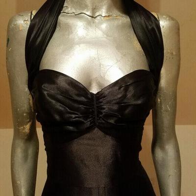 Vtg Norma Kamali Glam satin Pin- Up Gown