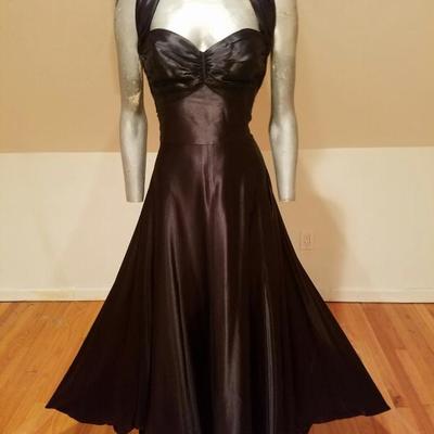 Vtg Norma Kamali Glam satin Pin- Up Gown