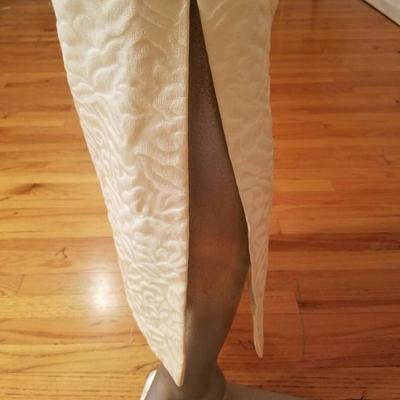 Vtg 1950's Hostess floral Brocade ensemble gown/jkt heavy embellished 