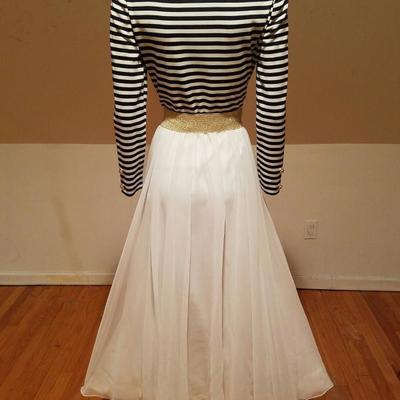 Iconic Geoffrey Beene Boutique Nautical chiffon gown Bloomingdale Place Elegante