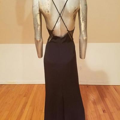 Vintage Jovani black embellished maxi gown low open back