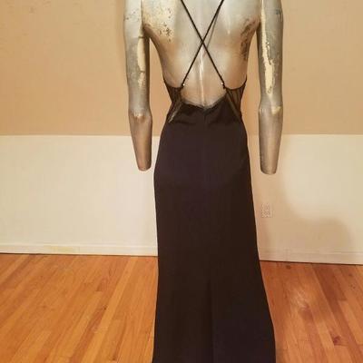 Vintage Jovani black embellished maxi gown low open back