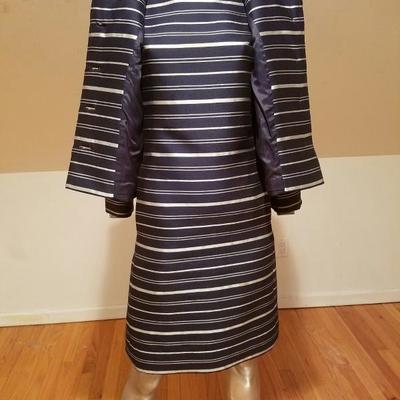 Vtg silk shantung silver lame' stripe dress & jacket ensemble