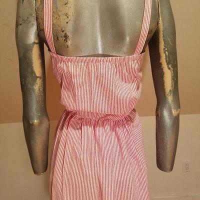 Vtg Pinafore seersucker dress with embroidered animal applique'