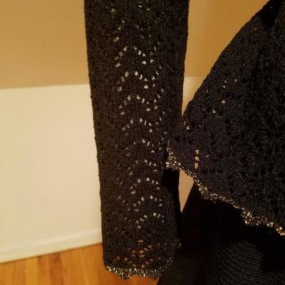 Vtg 1960 Agatha for Jack Donsky Santana knit skirt ensemble gold lame' trim 