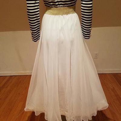 Iconic Geoffrey Beene Boutique Nautical chiffon gown Bloomingdale Place Elegante