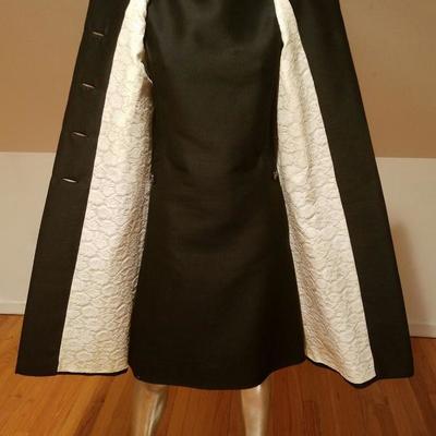 Vtg 1950 opera silk Shantung dress/coat ensemble brocade lined