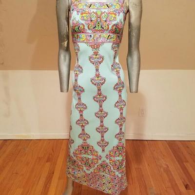 Vtg 1960 Maurice Rentner(Bill Blass) Tank Halter maxi signed dress