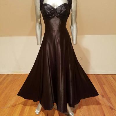 Vtg Norma Kamali Glam satin Pin- Up Gown