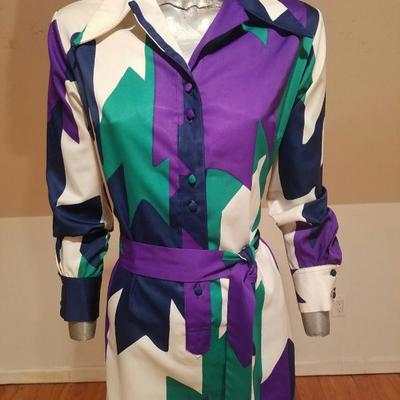 Vtg LANVIN 1970 very rare Killer chemise dress w/sash belt 