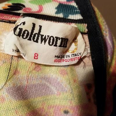 Vtg 1960's Goldworm Italy Hindu printed jersey dress