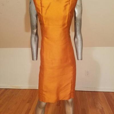 Vtg Silk Shantung Opera Ensemble Coat and Dress crystal buttons