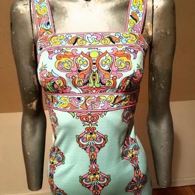 Vtg 1960 Maurice Rentner(Bill Blass) Tank Halter maxi signed dress