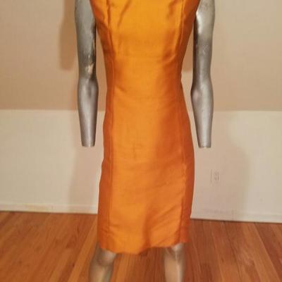 Vtg Silk Shantung Opera Ensemble Coat and Dress crystal buttons