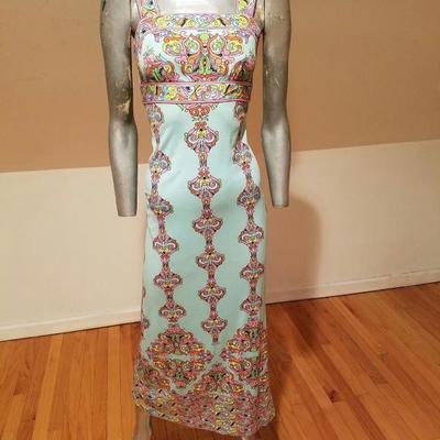 Vtg 1960 Maurice Rentner(Bill Blass) Tank Halter maxi signed dress