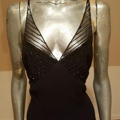 Vintage Jovani black embellished maxi gown low open back