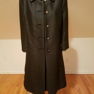 Vtg 1950 opera silk Shantung dress/coat ensemble brocade lined