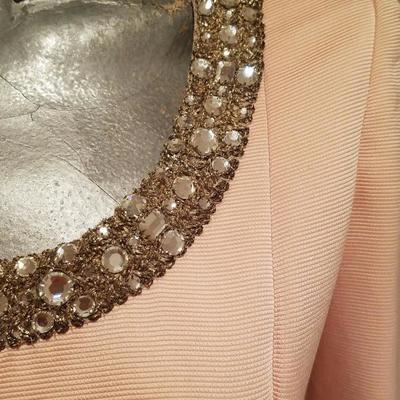 Vtg 1960's Chanel Pink Trapeze embellished brocade dress 