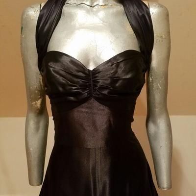 Vtg Norma Kamali Glam satin Pin- Up Gown