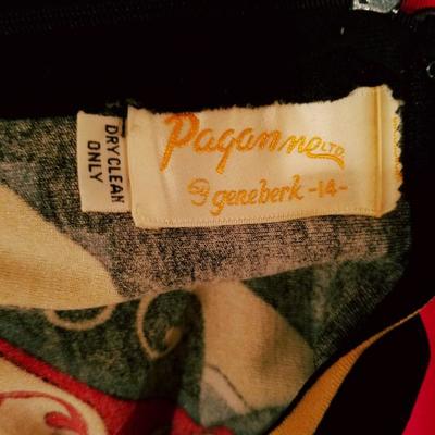 Vtg 1960 Signed Paganne dress Aztec print Rare 