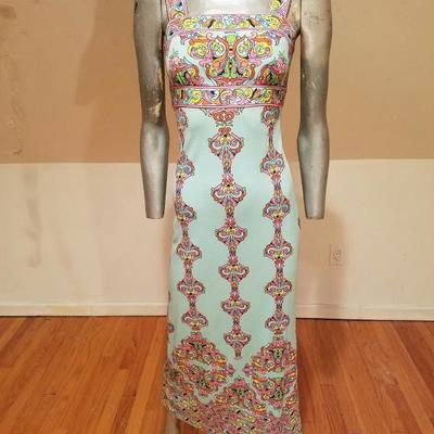 Vtg 1960 Maurice Rentner(Bill Blass) Tank Halter maxi signed dress