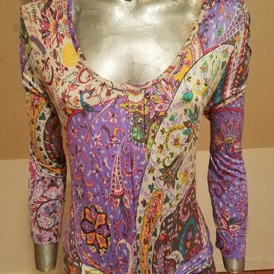 ETRO Milano Silk hand painted lavender base charleston dress