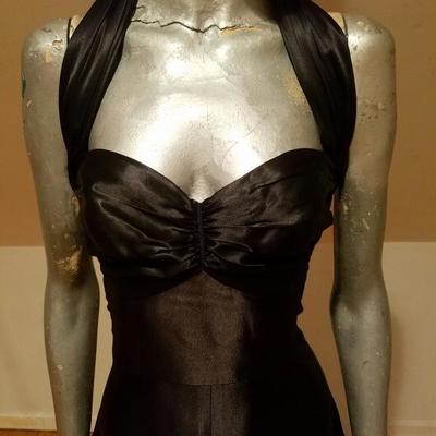 Vtg Norma Kamali Glam satin Pin- Up Gown