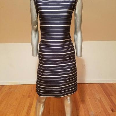 Vtg silk shantung silver lame' stripe dress & jacket ensemble