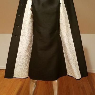 Vtg 1950 opera silk Shantung dress/coat ensemble brocade lined