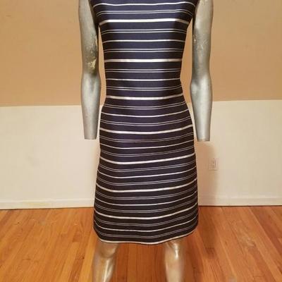 Vtg silk shantung silver lame' stripe dress & jacket ensemble