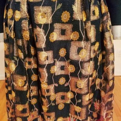 Vtg 70's Iconic DON LUIS De Espana maxi Metallic gold chiffon ethnic Gown