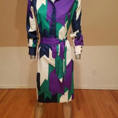 Vtg LANVIN 1970 very rare Killer chemise dress w/sash belt 