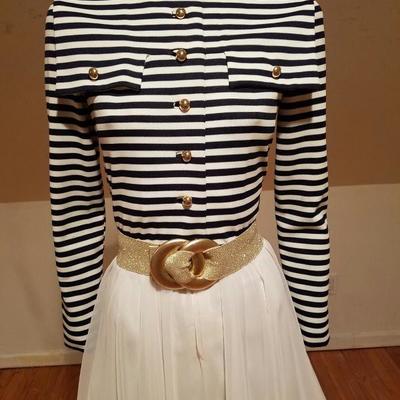 Iconic Geoffrey Beene Boutique Nautical chiffon gown Bloomingdale Place Elegante