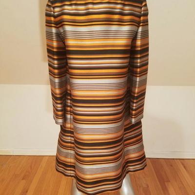 Vtg Silk Shantung Opera Ensemble Coat and Dress crystal buttons