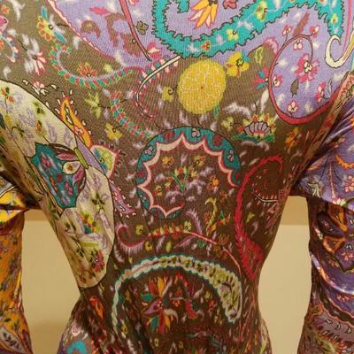 ETRO Milano Silk hand painted lavender base charleston dress