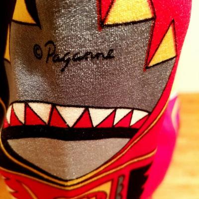 Vtg 1960 Signed Paganne dress Aztec print Rare 