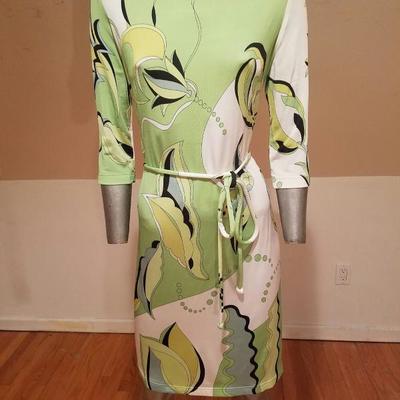 Vtg Averardo Bessi Signed printed dress w/belt Circa 1960-70 Italy