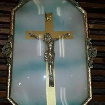 Vintage Bubble Glass Crucifix Wall Hanging 2