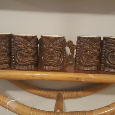 Set of Orchids of Hawaii Handled Tiki Mogs