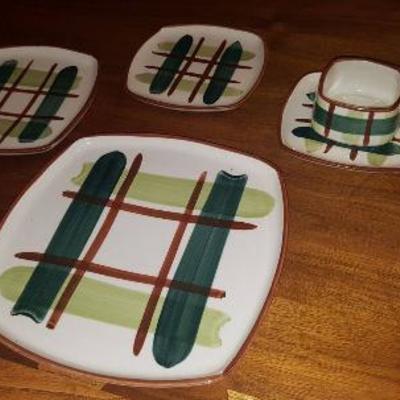 MCM Blair Gay Plaid 5 piece Place Setting, Service for Four