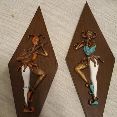 Mid Century Modern Harlequin Wall Plaques