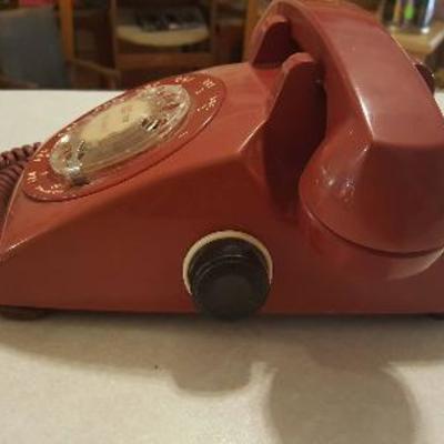 Mid Century Red Western Electric rotary phone