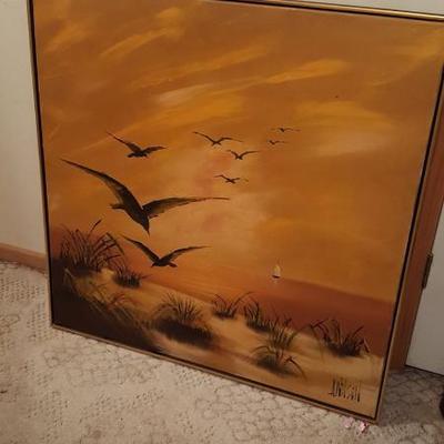 Large 30x30 oil on canvas- seagulls